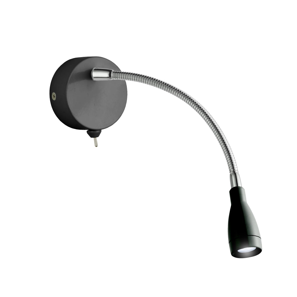 Applique Contemporanea Flexy Acciaio Nero Vetro Led 0,8W 6500K
