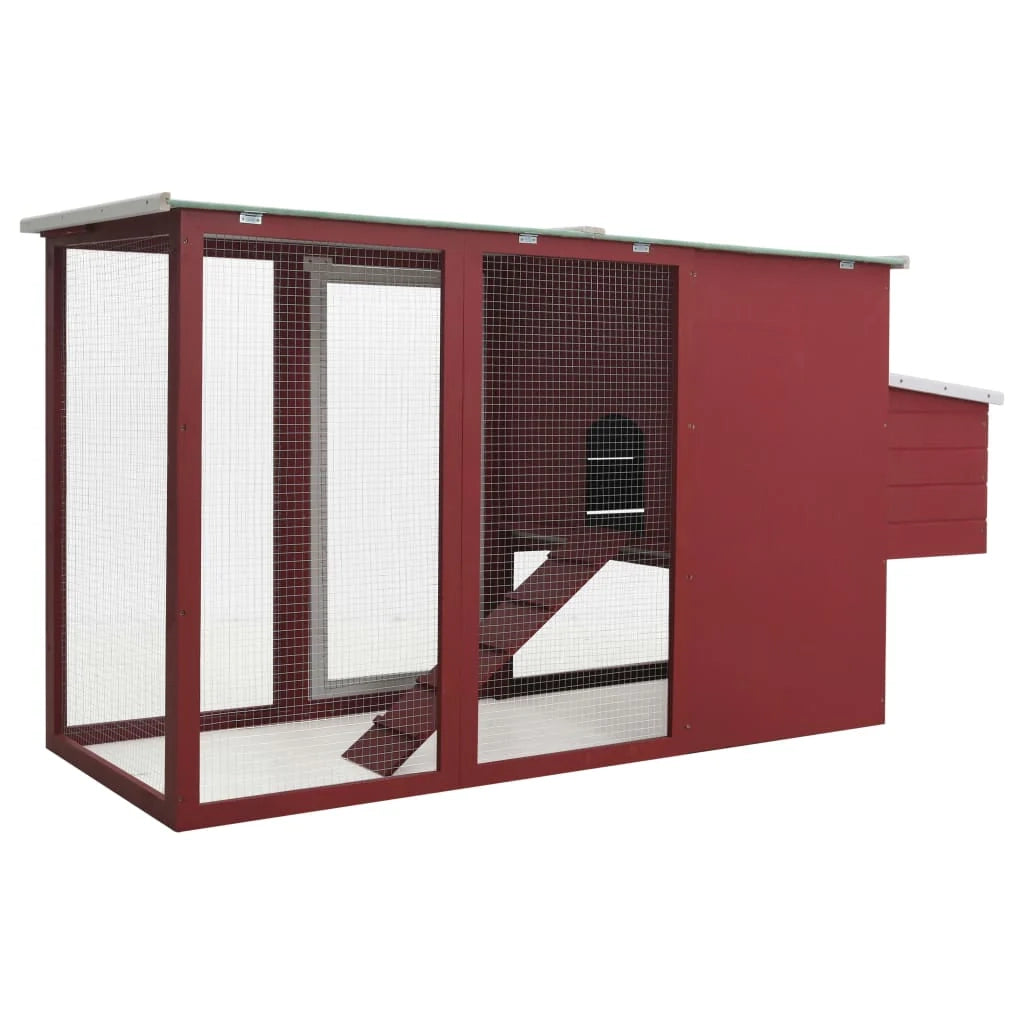 Pollaio da esterno con 1 nido 202 x 75 x 98 cm legno rosso 02_0001700