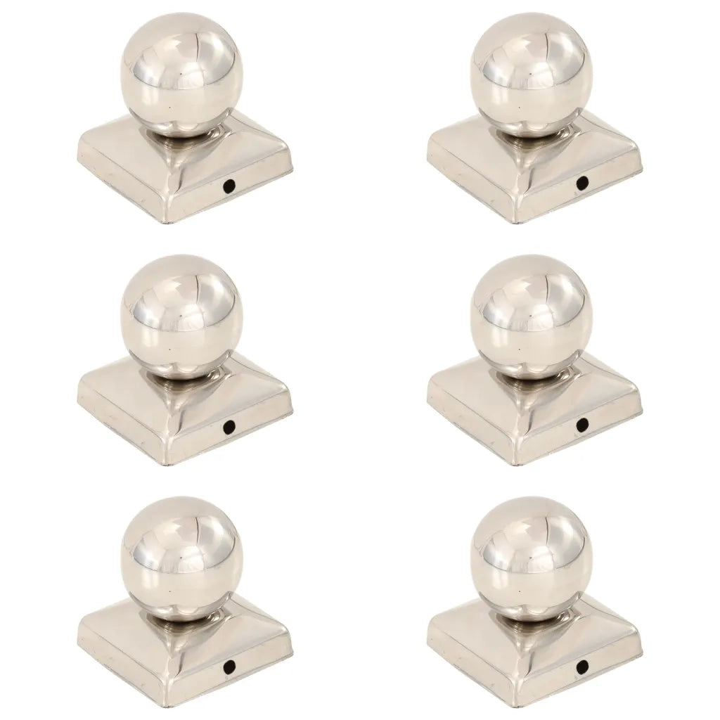 Tappi per Pali 6 pz EstremitÃ  a Globo in Acciaio Inox 71x71 mm
