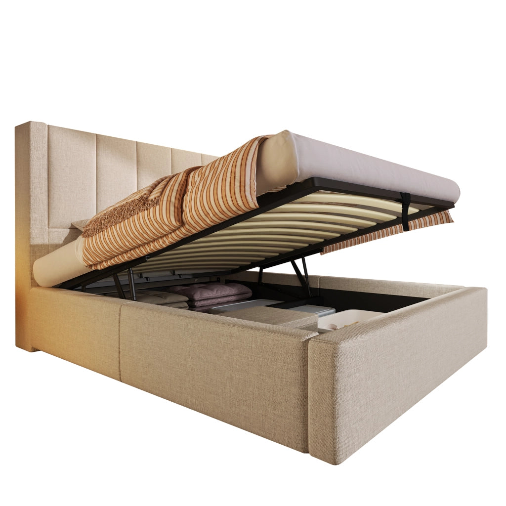 Letto imbottito idraulico 90x200 cm colore beige lino