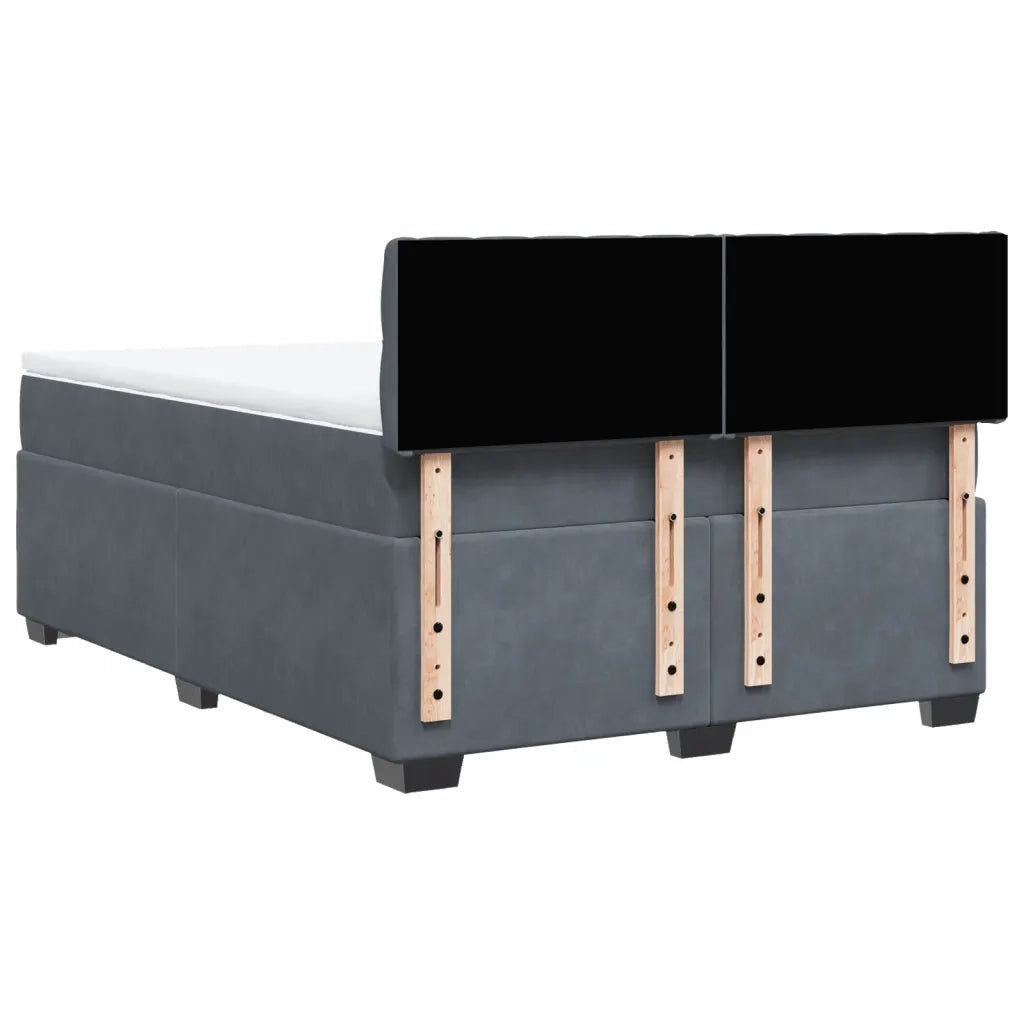 vidaXL Giroletto a Molle con Materasso Grigio Scuro 160x200 cm Velluto