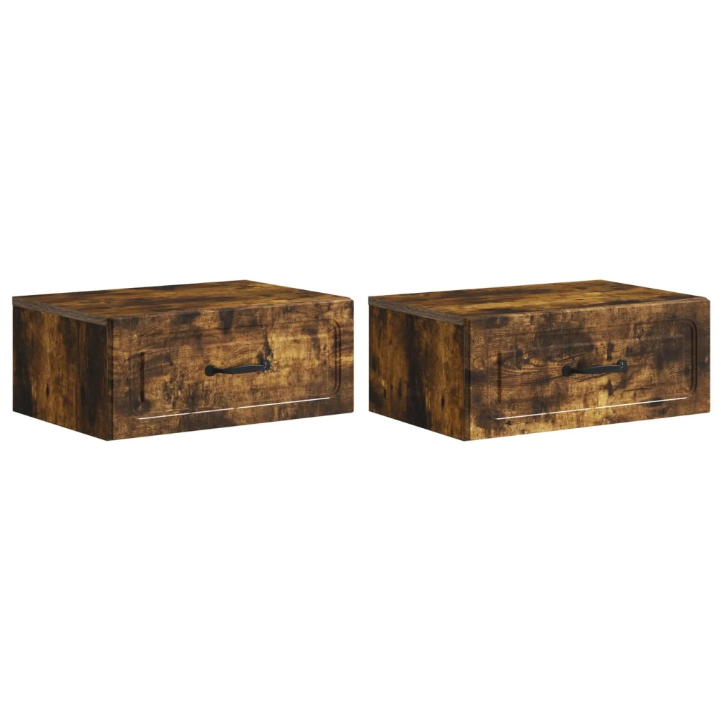 Mobiletto da notte a muro 2 pcs Rovere Fumo 49 x 34,5 x 20 cm 899306