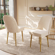 SEDIA DA PRANZO Set da 2 pezzi 45.5x62x87.5 cm Velluto Beige Gambe Metallo Oro