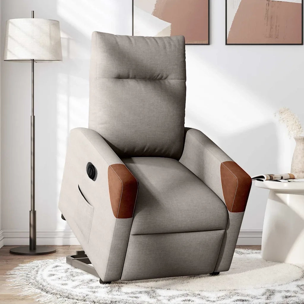 Poltrona | Sedia Relax Alzapersona Reclinabile Elettrica Tortora in Tessuto