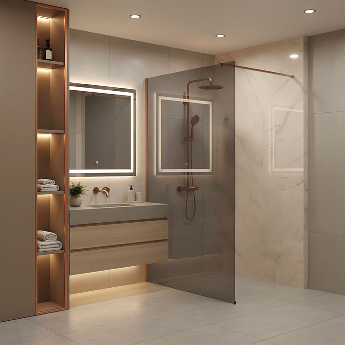 Parete Doccia Rea Flexi Grey / Brush Copper 140