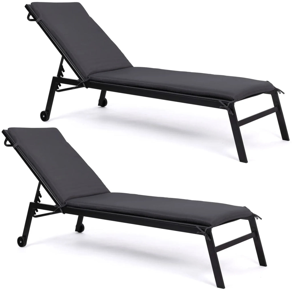 IDMarket - Set di 2 cuscini per sdraio 190 cm grigio antracite