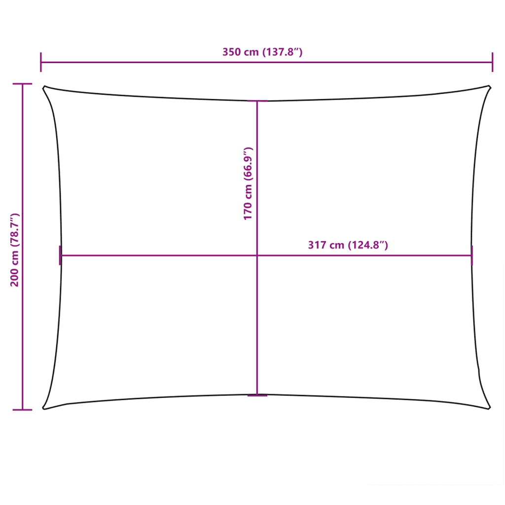 Parasole a Vela in Tessuto Oxford Rettangolare 2x3,5 m Bianco 135256