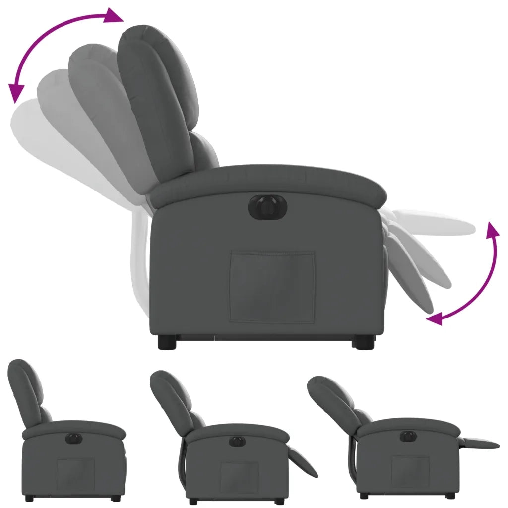 Poltrona Alzapersona Reclinabile Grigio in Similpelle 3204243