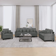 Set di Divani 3 pz con Cuscini Grigio Scuro in Tessuto 3201633