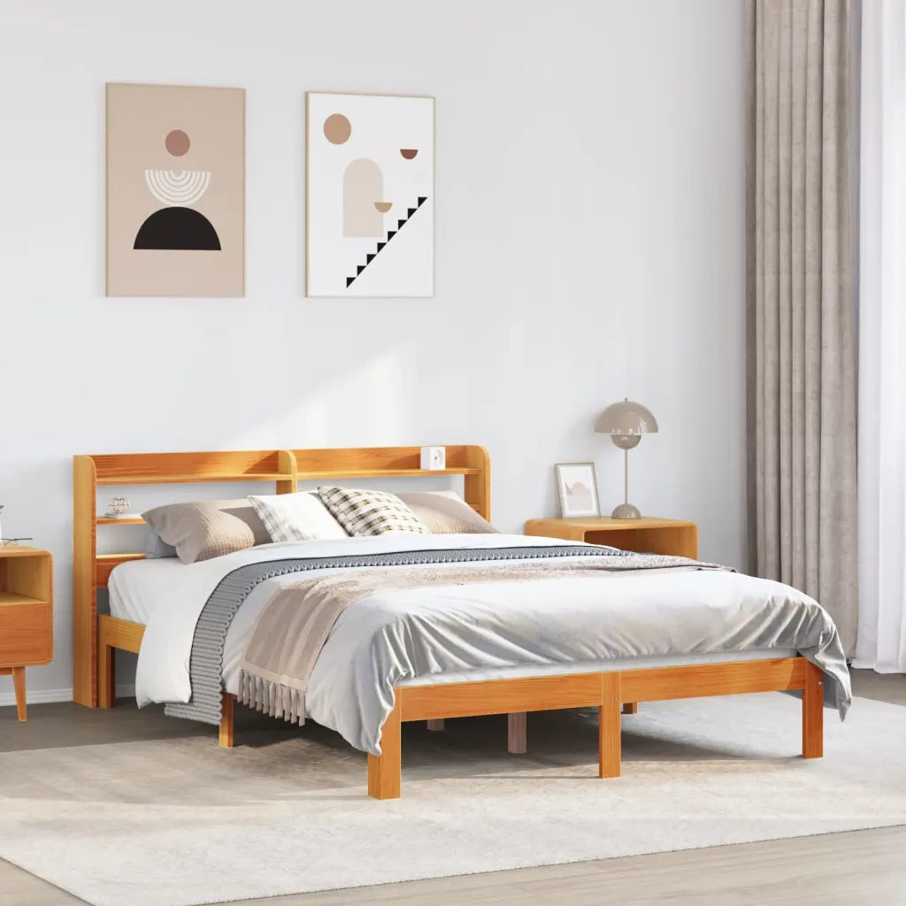 Letto senza Materasso Marrone Cera 135x190 cm in Legno di Pino 3306801