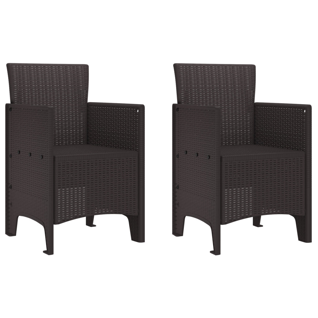 Sedie da Giardino 2 pcs Marrone Rattan