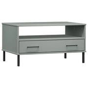 Tavolino da salotto | Tavolino da caff¨¨ | Tavolino da Soggiorno Gambe Metallo Grigio 85x50x45 cm Legno Massello OSLO