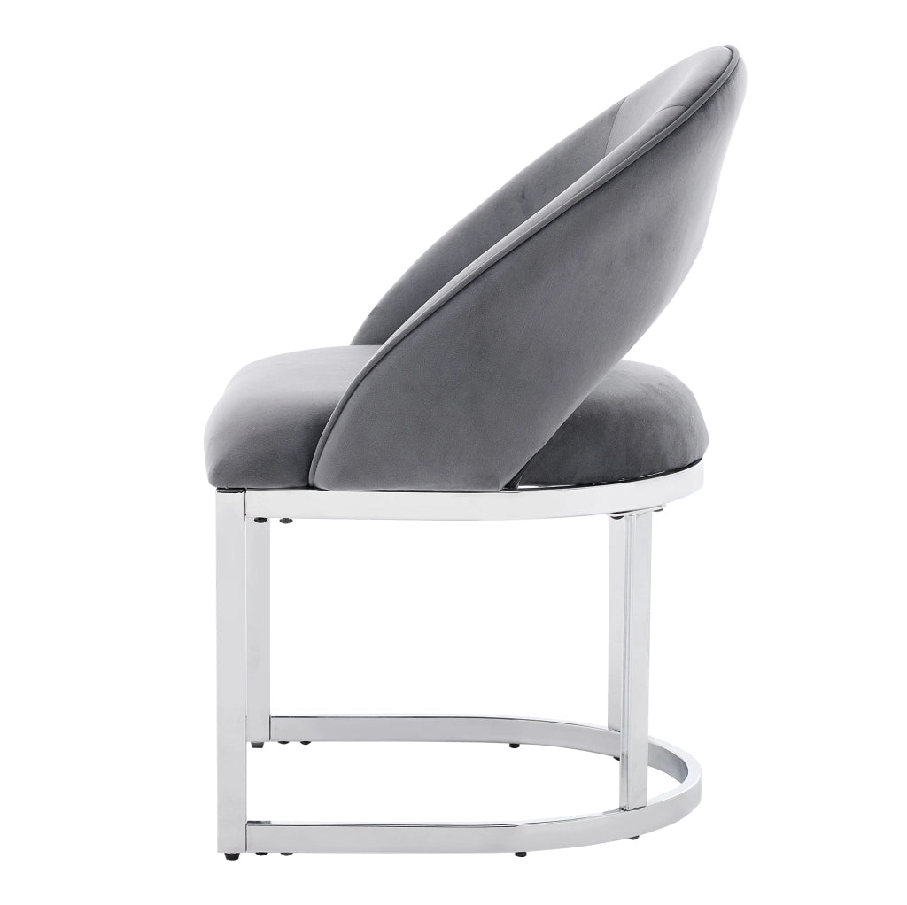 Set di 4 sedie da pranzo in velluto grigio con gambe argentate