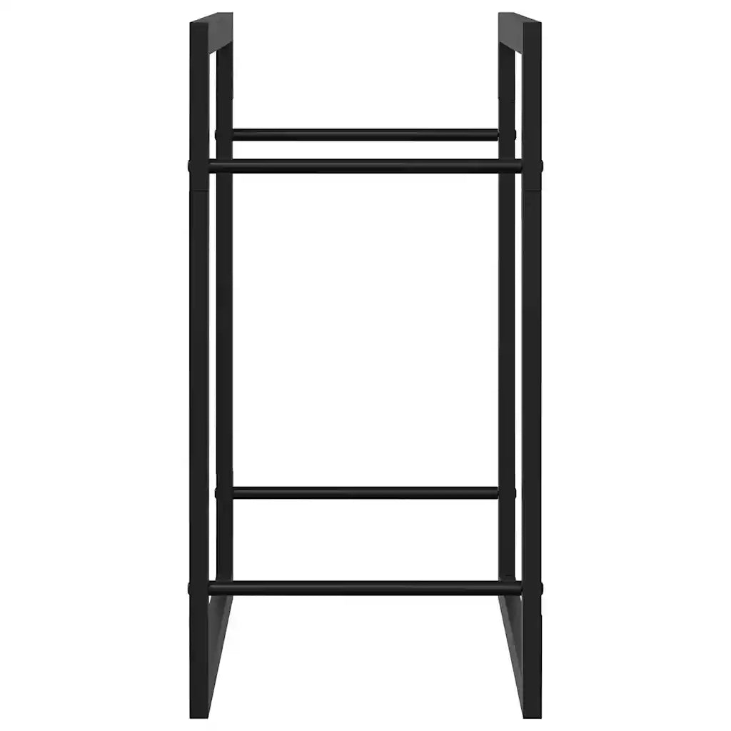 Portalegna-Scaffale per Legna Nero Opaco 50x28x56 cm in Acciaio