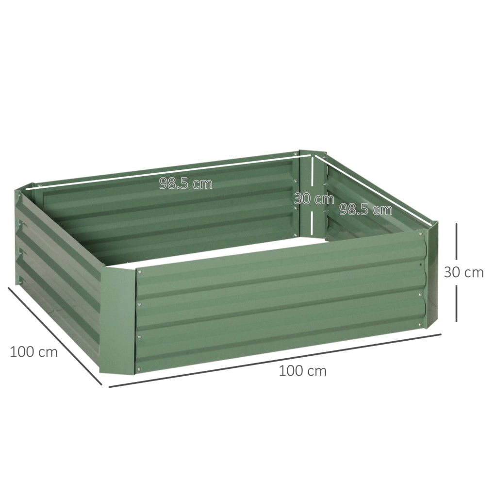 Set di 2 fioriere rialzate in acciaio verde 100x100x30 cm