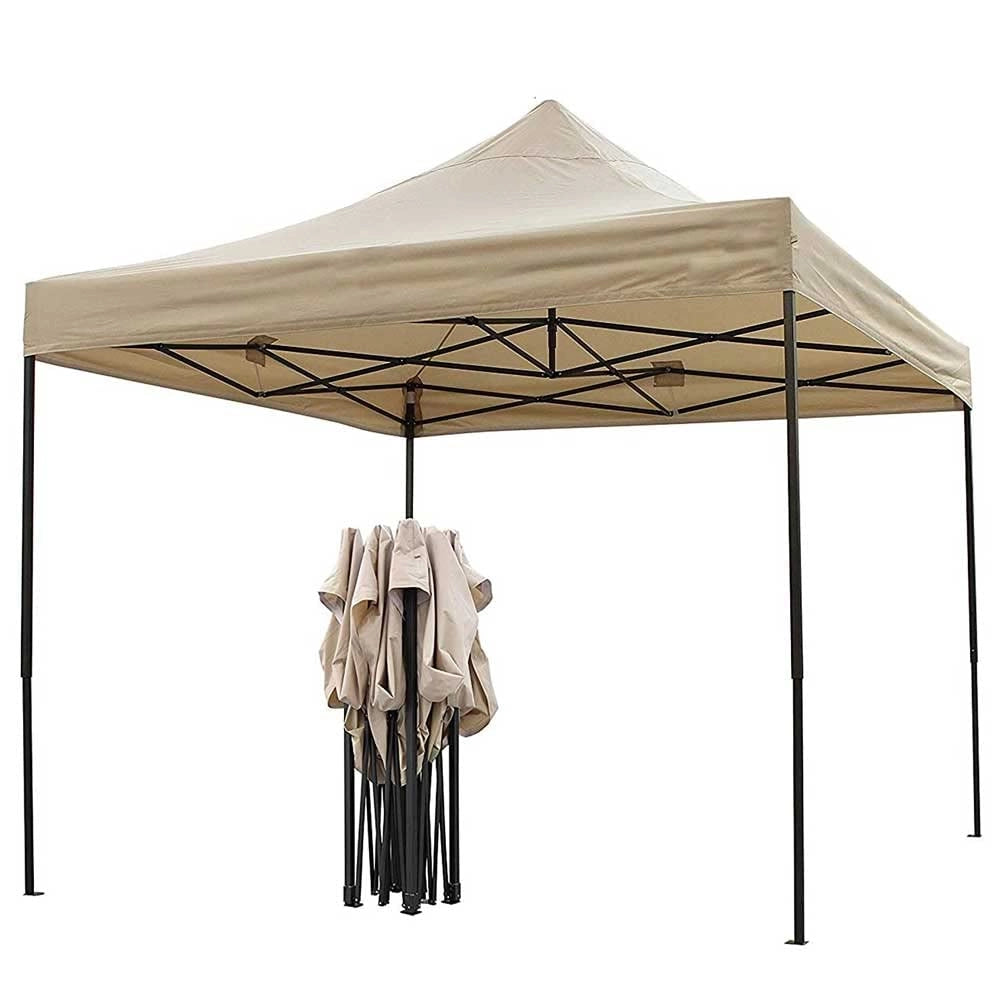 Gazebo 3x3 Pieghevole Impermeabile Richiudibile Fisarmonica Fiera mercato Tortora