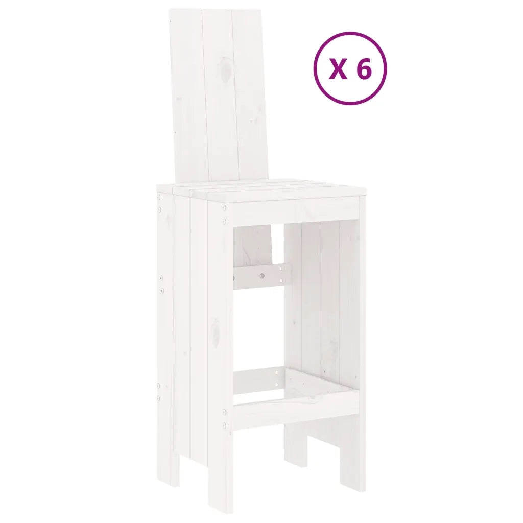 Set Bar da Giardino 7 pz Bianco in Legno Massello di Pinocod mxl 131615