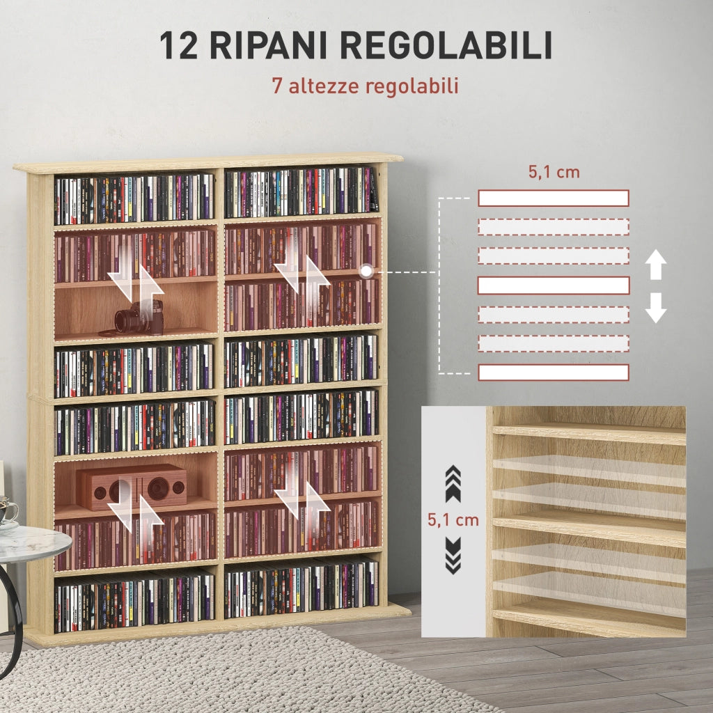 Libreria CD 16 Ripiani Moderna in Legno ¨C zephmum ¨C Naturale 106.5x24x126.3 cm