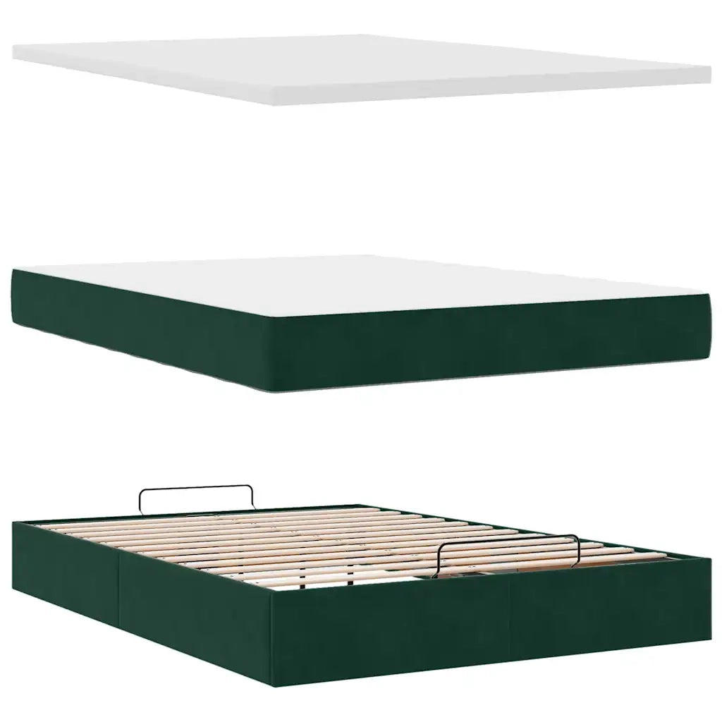 Struttura Letto Pouf con Materasso 140x190 cm in Velluto 3311846