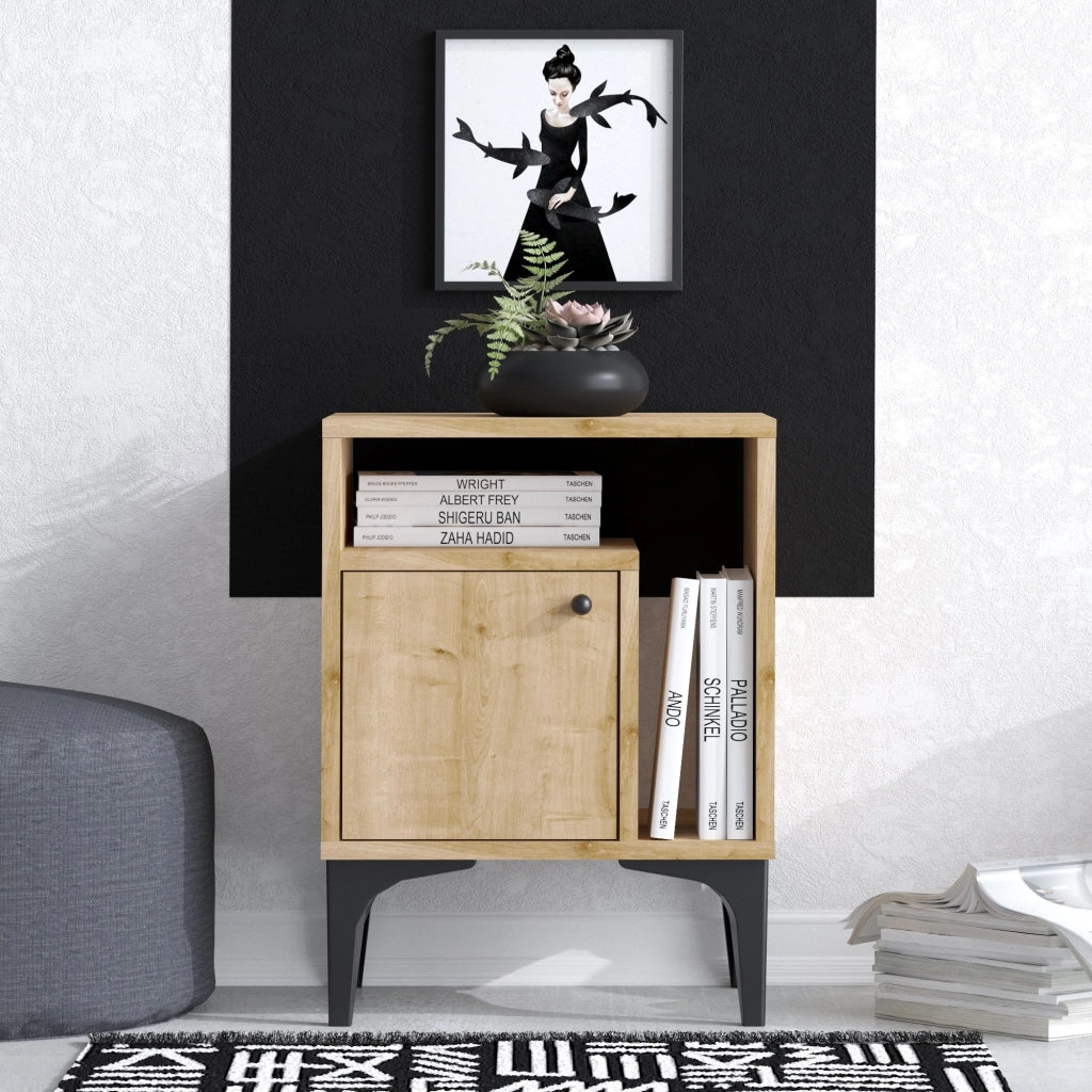 Comodino in legno "Nuno" - 40 x 35 x 55 cm - Beige