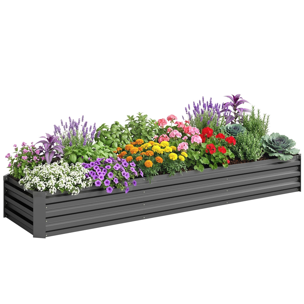 Fioriera Grande Rettangolare in Acciaio Galvanizzato per Giardino ¨C zephmum ¨C 240x60x30 cm Grigio Scuro