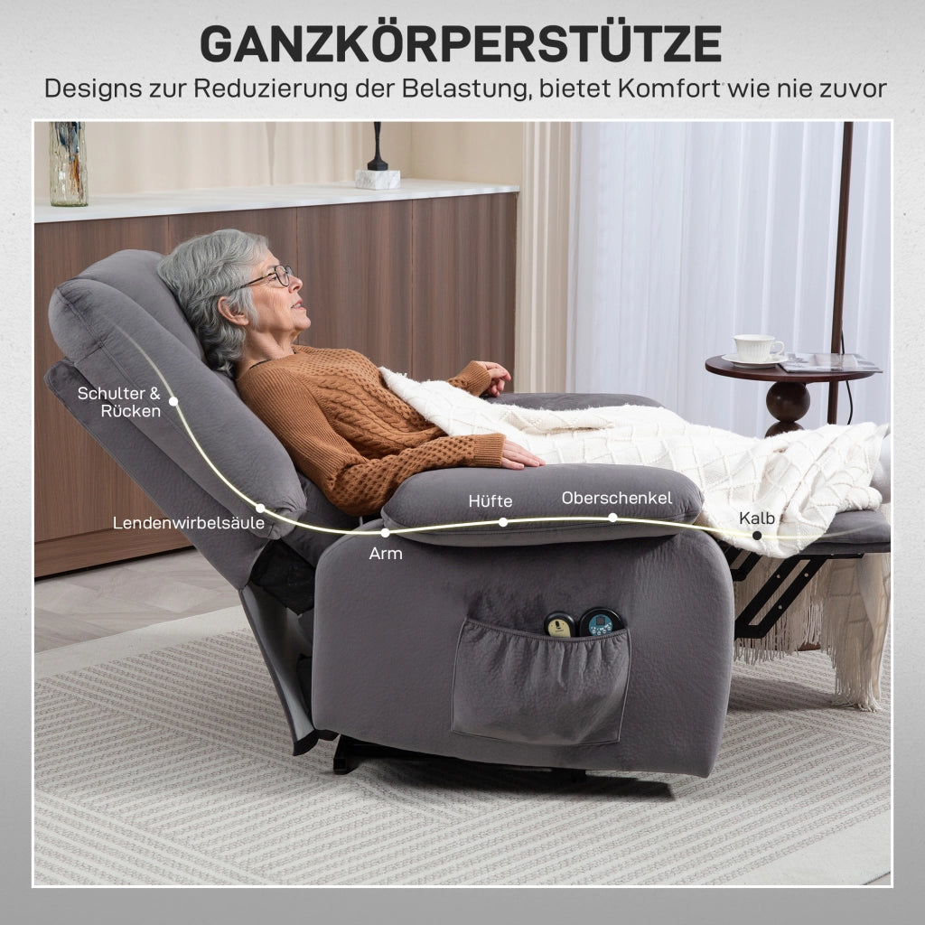 Poltrona reclinabile massaggiante con alzapersona ¨C zephmum ¨C grigio scuro