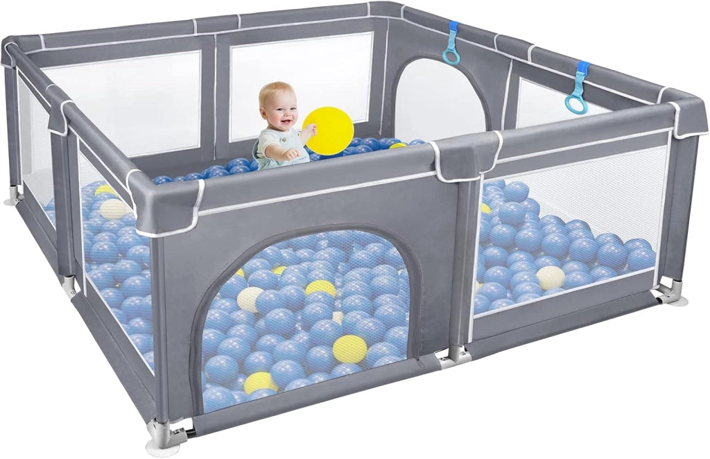 Box per bambini, 180 x 200 cm, in tessuto Oxford, con rete traspirante e porta con cerniera, portatile, grande area giochi di sicurezza per bambini