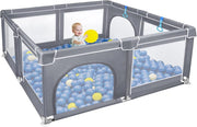 Box per bambini, 180 x 200 cm, in tessuto Oxford, con rete traspirante e porta con cerniera, portatile, grande area giochi di sicurezza per bambini