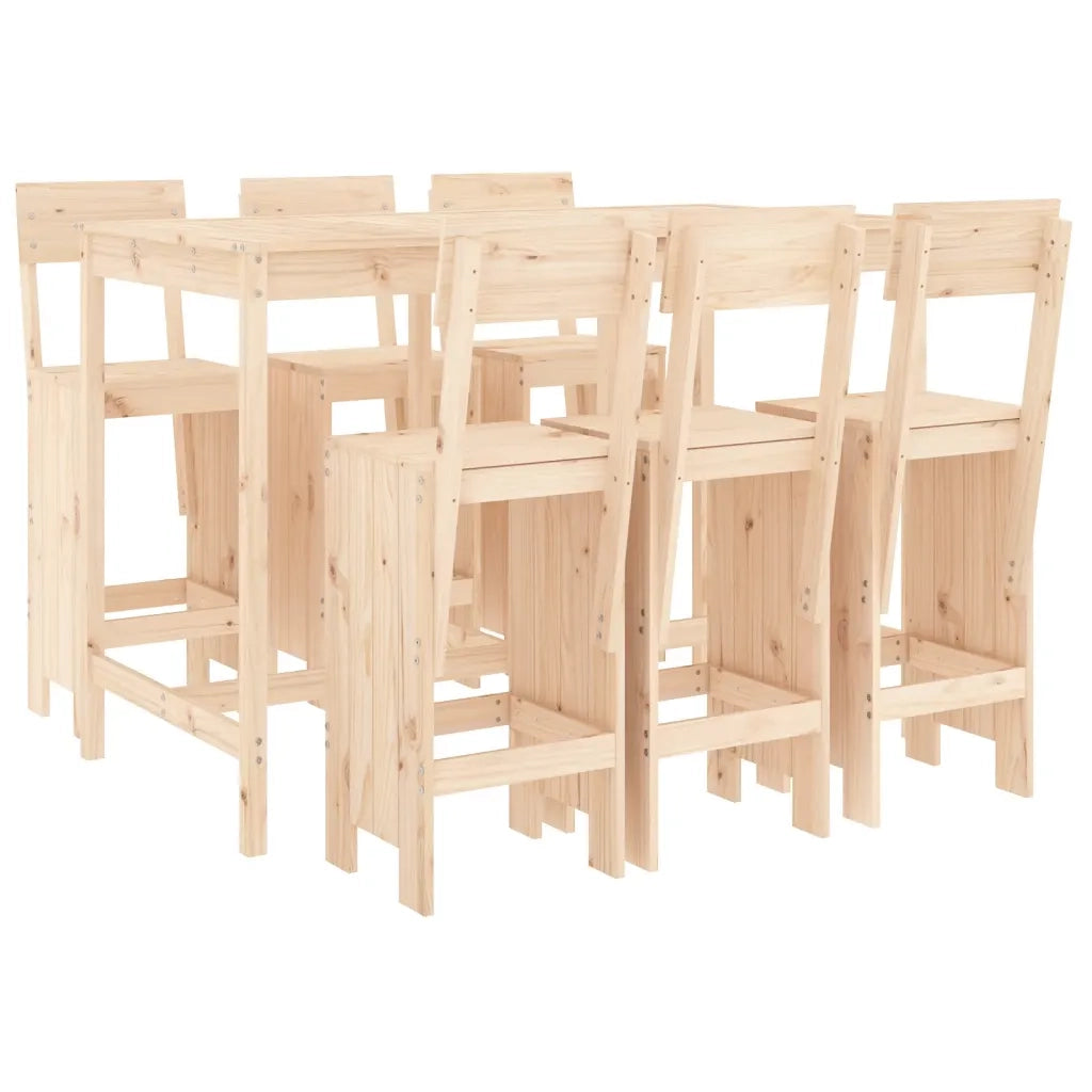 Set Bar da Giardino 7 pz in Legno Massello di Pino