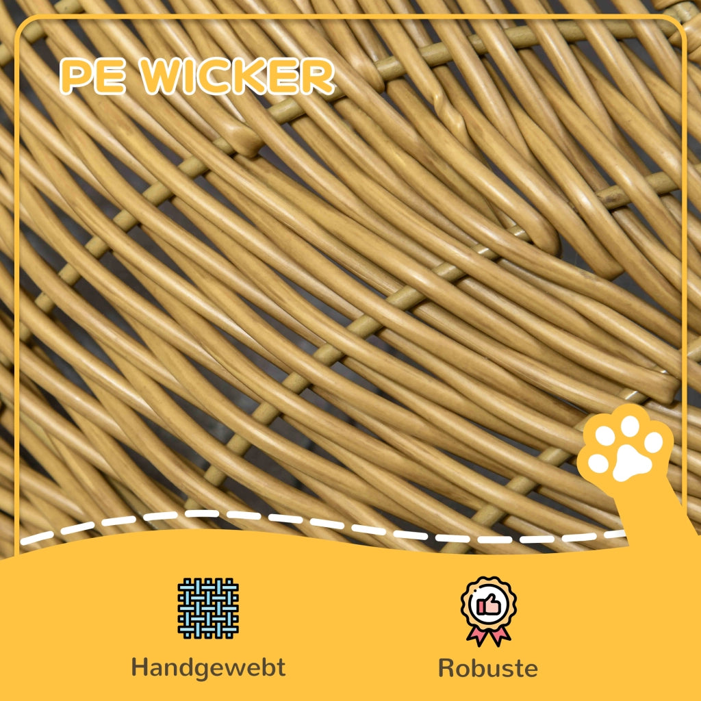 Cuccia per gatti in rattan sintetico con cuscino lavabile ¨C zephmum ¨C 50x31 cm, marrone chiaro