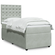 vidaXL Giroletto a Molle con Materasso Grigio Chiaro 80x200 cm Velluto