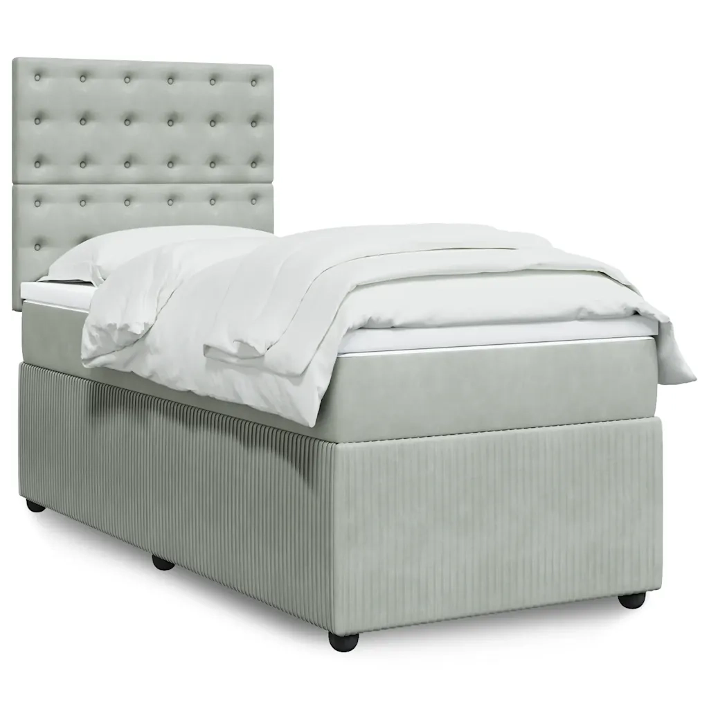 vidaXL Giroletto a Molle con Materasso Grigio Chiaro 80x200 cm Velluto