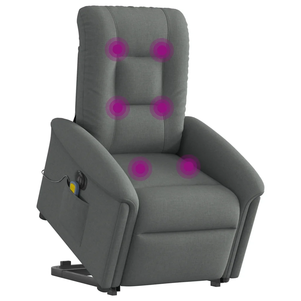 Poltrona Alzapersona Massaggi Elettrica Grigio Scuro Tessuto 3303285