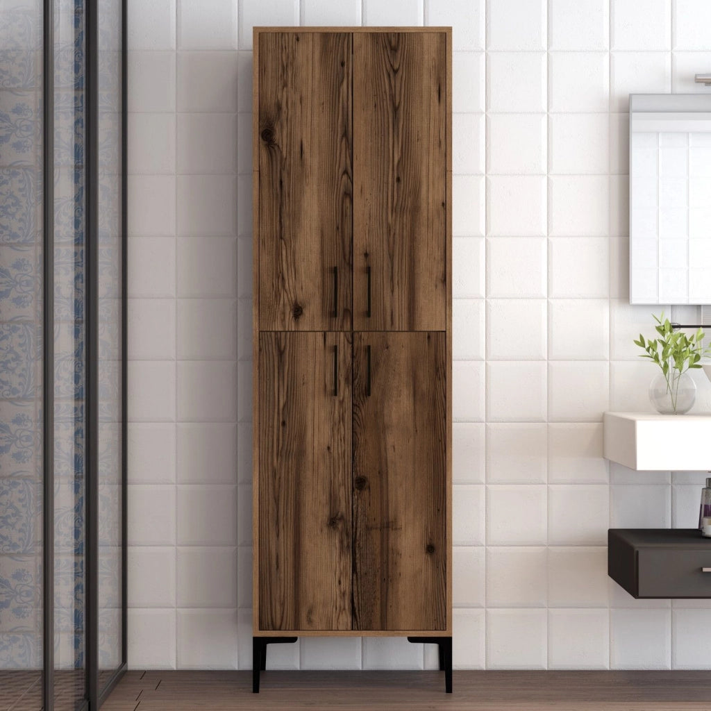 Laino, Armadio Multiuso Grande 6 Ripiani, 60x200h cm Marrone Noce