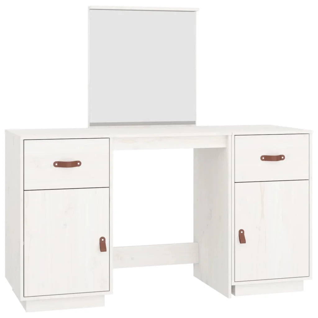 Set da toeletta con specchio 95 x 50 x 134 cm legno di pino massiccio bianco 02_0006216