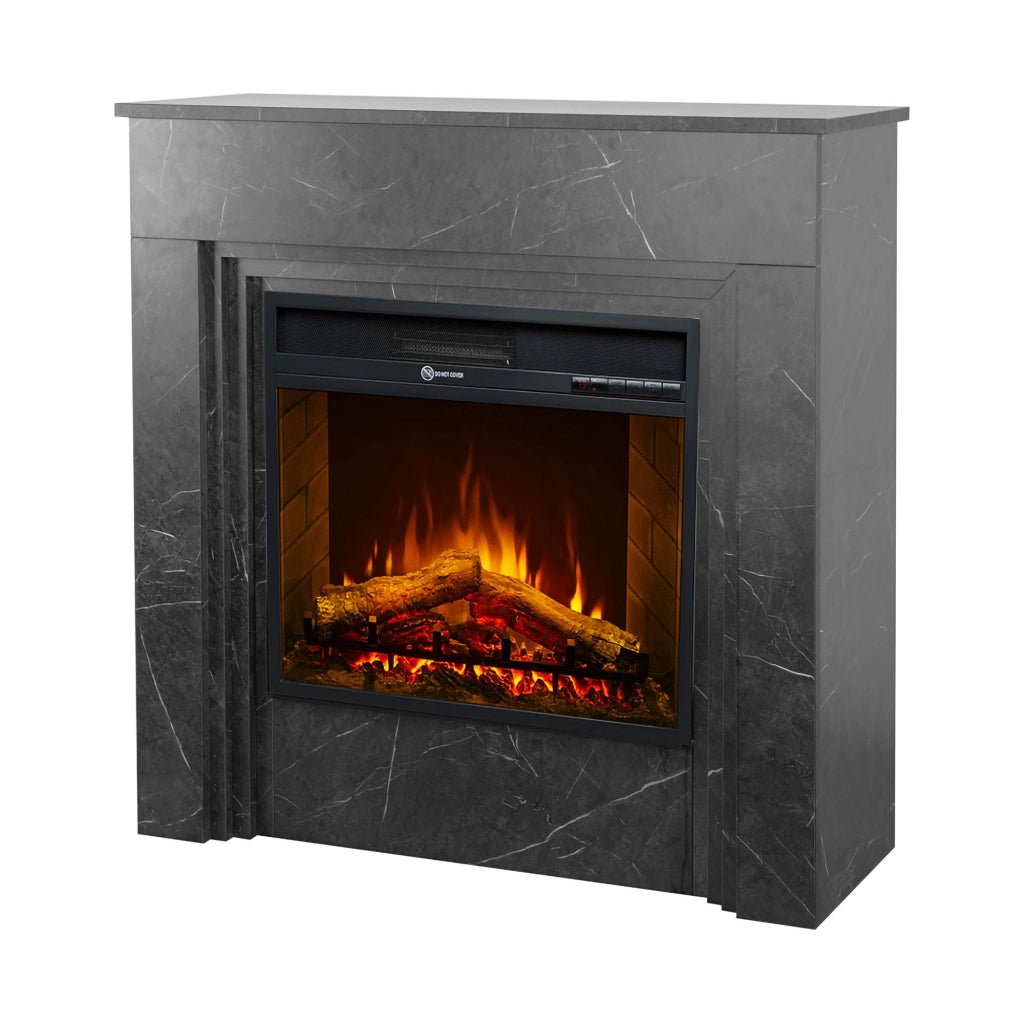 Caminetto Limbiate, Camino Elettrico Superficie Riscaldabile 30 m2, 96x35x96h cm Nero
