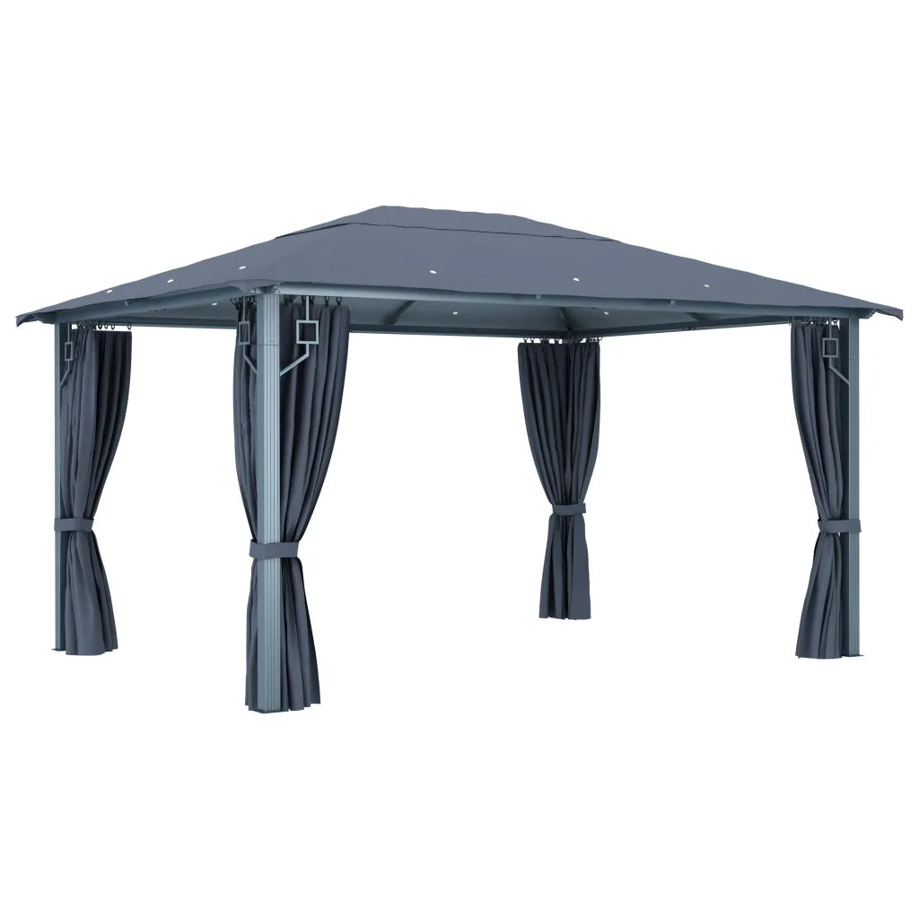 Gazebo con Tenda 400 x 300 cm Antracite in Alluminio 48045