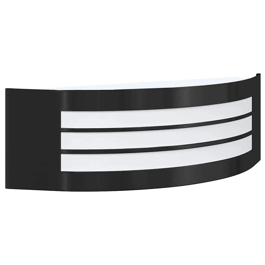 Moderna lampada da parete per esterni a forma di D 32 x 10 x 10 cm illuminazione minimalista e sostenibile in acciaio inox nero 02_0056525