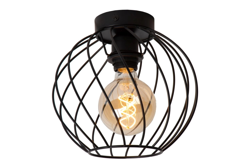 Plafoniera a gabbia nera 25cm Danza E27 40W Lucide