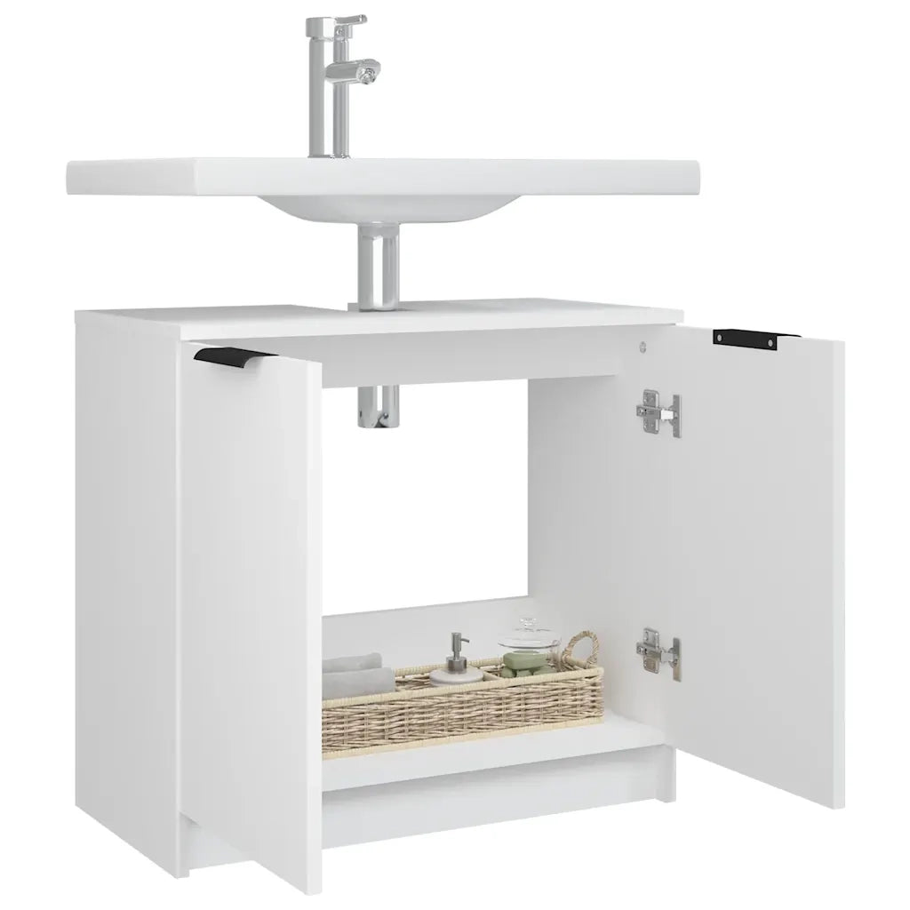 Armadietto da Bagno Bianco 64,5x33,5x59 cm in Legno Multistrato cod mxl 49369