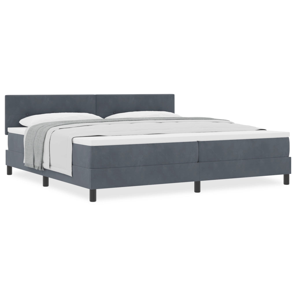 Letto a Rete con Materasso  Grigio Scuro 200x200 cm Velluto