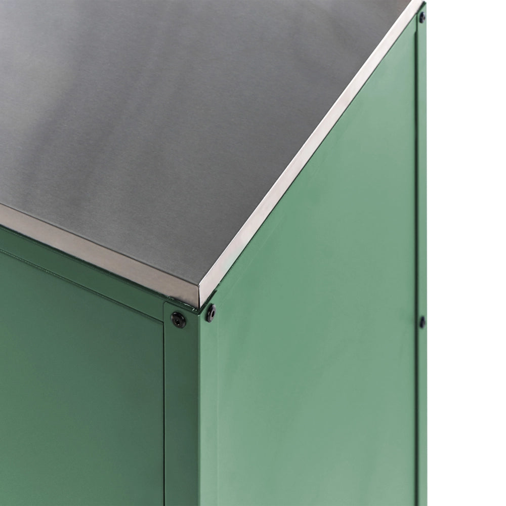 Armadietto da giardino in acciaio inox di colore verde con 2 ante giardino cucina esterno