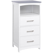 Mobiletto Bagno con Scaffale Aperto e 3 Cassetti in MDF, 40x33x80cm, Bianco