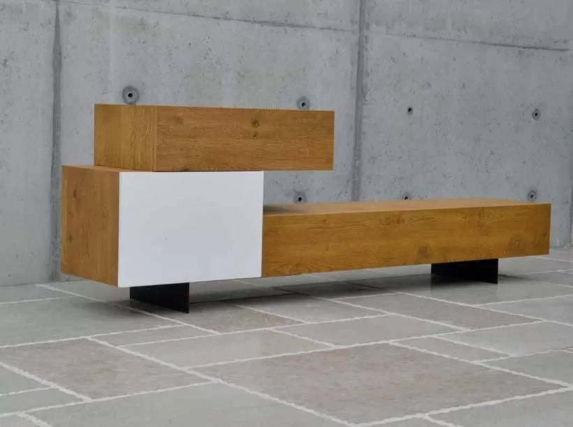 Porta tv ante moderno in legno rovere nodato l.180 p.45 h.76 (1635) - Mobili 2G