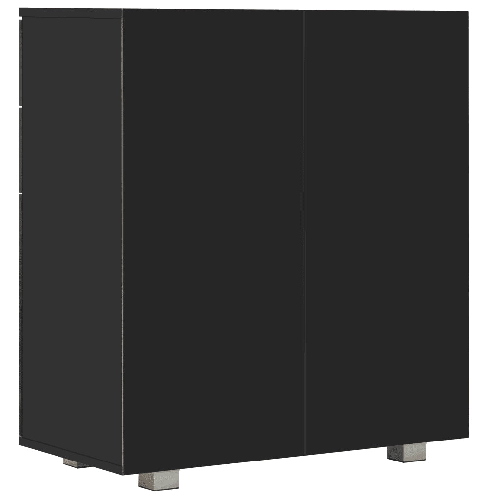 Credenza con Finitura Lucida Nera 71x35x80 cm in Truciolato