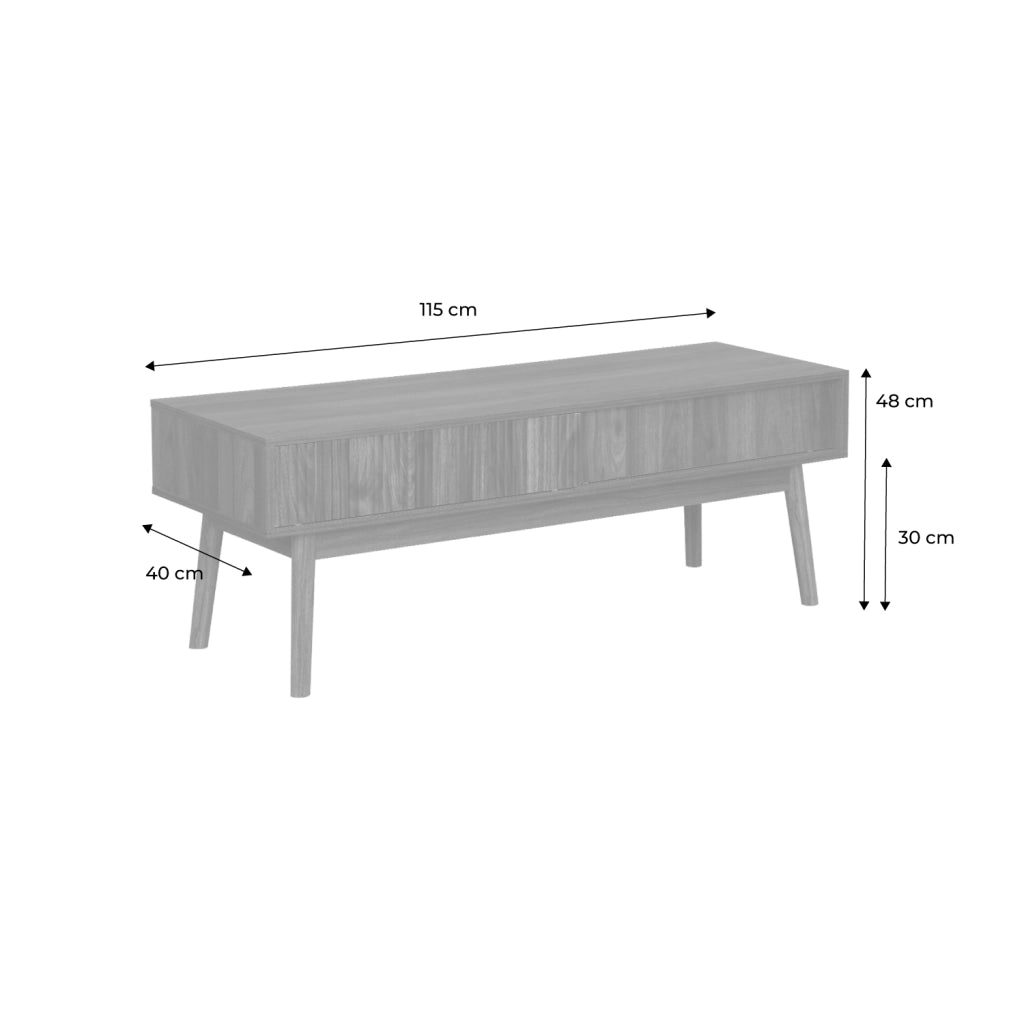 Mobile tv scandinavo a 2 ante effetto legno, 115cm, marrone scuro