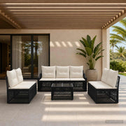 Set Divano da Giardino 8 pz Nero polyrattan 3435976