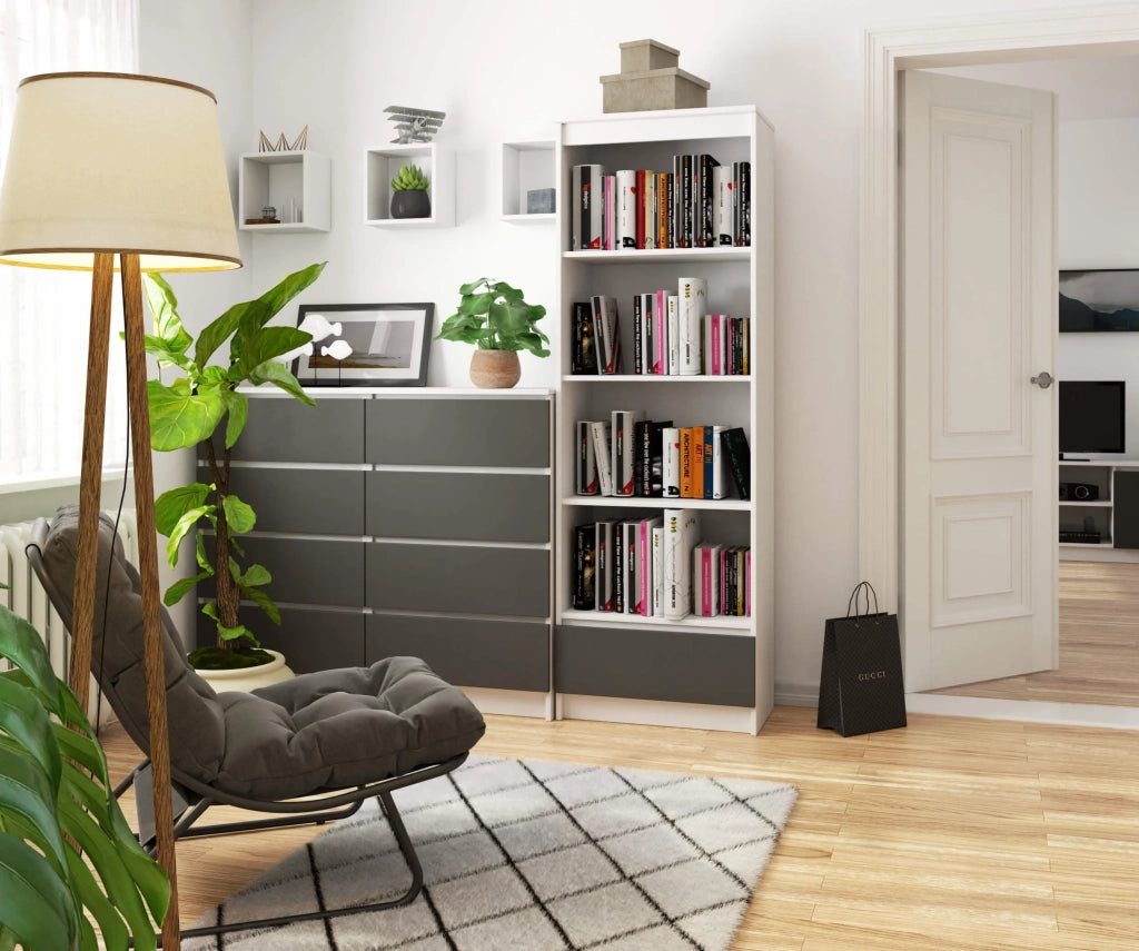 Armadio da ufficio AKORD R60 Bianca 60 cm 1 cassetto inserto frontale Grigio Grafite 60x35x180 cm