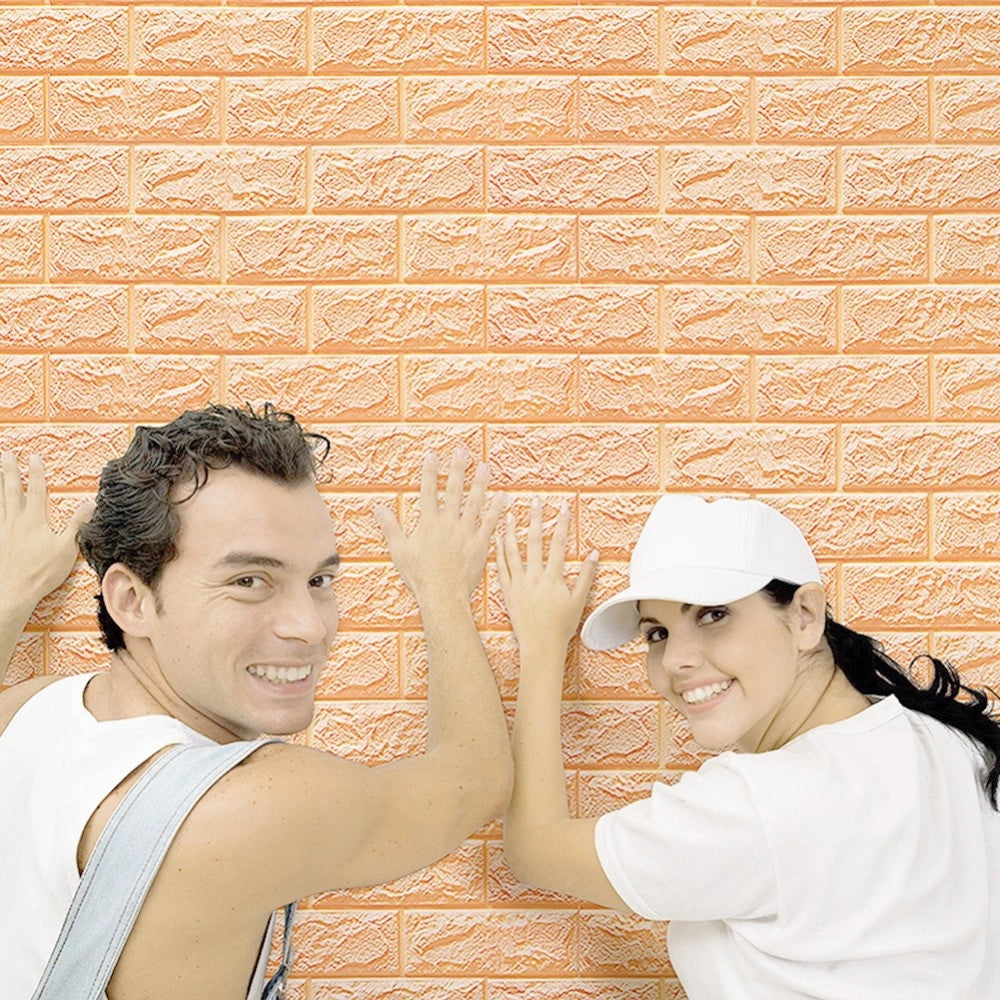 Trade Shop - Pannello Adesivo Per Decorazione Parete Effetto Pietra Muro 70 X 60 Cm Rosa -
