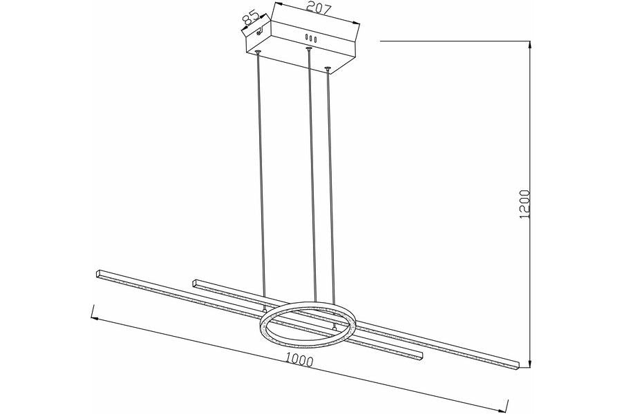 Lampada sospensione Reality Xandra LED 36W nera 100cm
